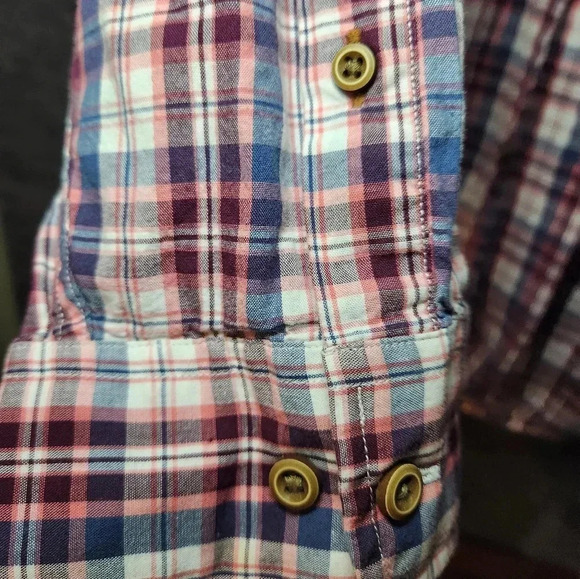 Men's Big & Tall Roundtree & Yorke Casuals Button Long Sleeve Shirt 2X Red Plaid - Picture 4 of 9